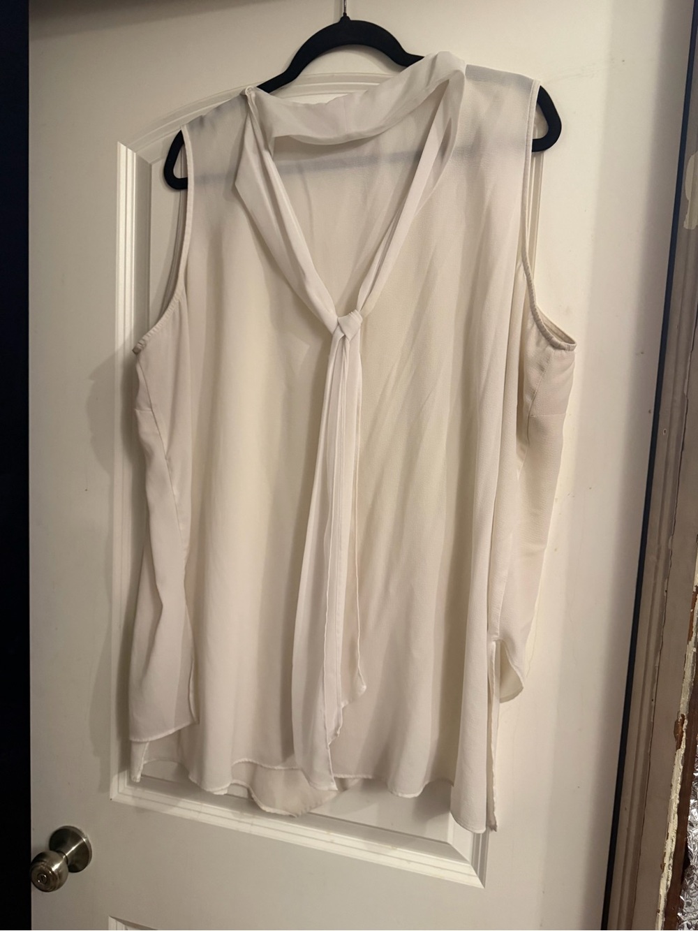 Sleeveless Ivory Layered V-Neck Top - Picture 4 of 4